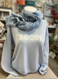 Pull j’adore bleu ciel