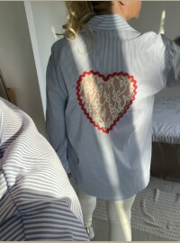 Chemise rayée cœur dos