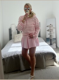 Pull marinière noeuds rose