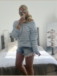 Pull marinière noeuds bleu