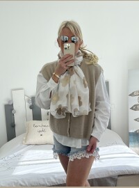 Écharpe Flowers lurex beige