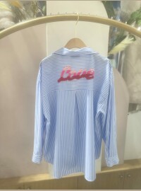 Chemise rayée Love bleu