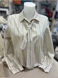 Chemise rayée fils lurex cravate