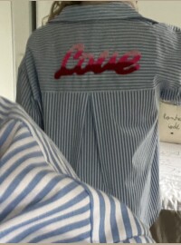 Chemise rayée Love bleu