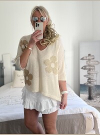 Pull Flowers écru  lurex