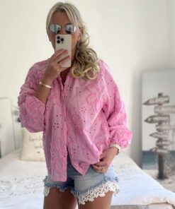 Chemise broderie rose