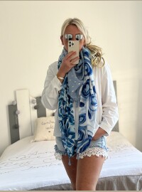 Echarpe patch bleu doré