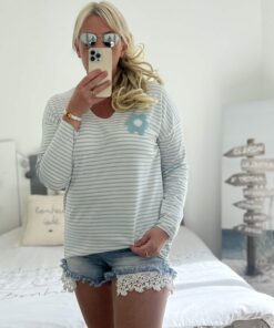 Marinière Flowers bleu