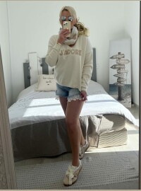 Pull j’adore rose crème doré