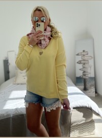 Pull love dos jaune