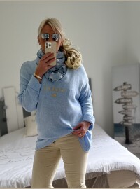 Pull oversize j’adore bleu