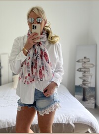 Écharpe Fish marine rouge