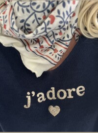 Écharpe carrée cœur marine