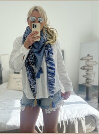 Echarpe patch bleu doré