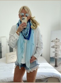 Echarpe patch bleu doré