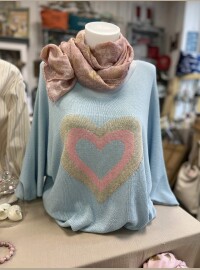 Pull cœur bleu