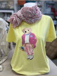 T-shirt  blanc jaune rose T40/44