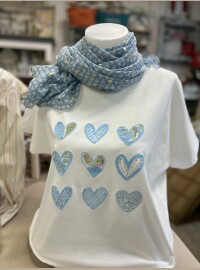 T-shirt cœurs blanc bleu T40/44