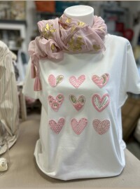 T-shirt cœurs blanc rose  T40/44