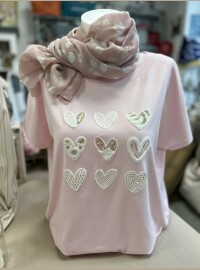 T-shirt cœurs rose T40/44