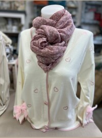 Gilet cœurs noeuds blanc rose