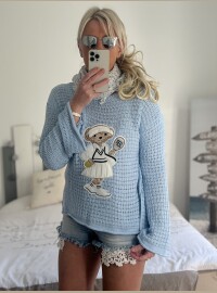 Pull maille bear bleu