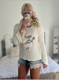 Pull maille bear blanc