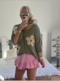 Pull Flowers kaki lurex