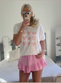 T-shirt cœurs blanc rose  T40/44