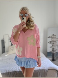 Pull Flowers rose lurex