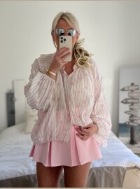 Tunique rayée beige rose oversize