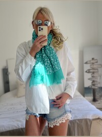 Écharpe frangée lagon