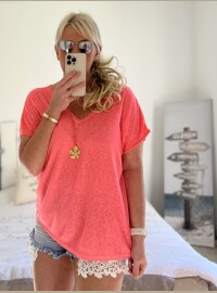 Sautoir fleur acier doré