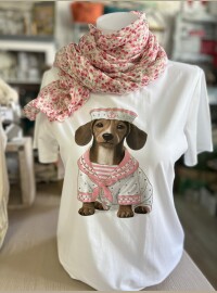 T-shirt teckel marin rose