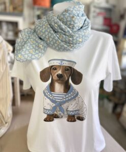 T-shirt teckel marin bleu