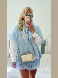 Carre gaze de coton léopard bleu