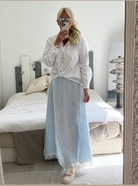 Jupe rayée dentelle bleu