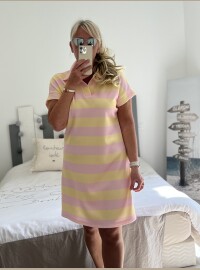 Robe t-shirt rayée col polo