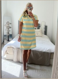 Robe t-shirt rayée col polo