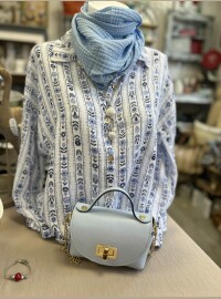 Chemise Flowers gaze bleue