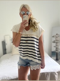 Pull fin marinière j’adore marine