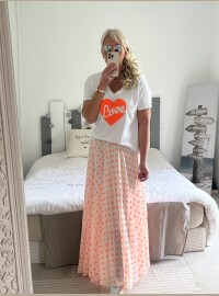 Jupe pois orange fluo