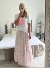 Jupe pois rose clair