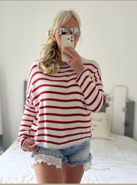 Pull marinière rouge bleu