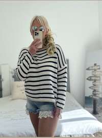 Pull marinière marine doré