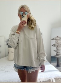 Sweat oversize star beige