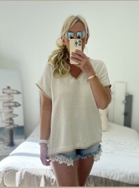 Pull fin blanc lurex