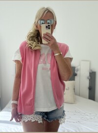 Gilet sans manches étoile rose