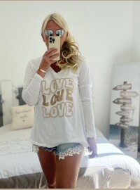 T-shirt trio love blanc