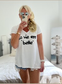 T-shirt la vie blanc marine